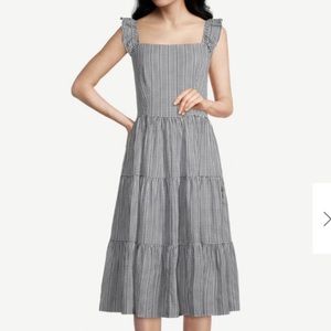Ann Taylor Petite Gingham Ruffle Sleeve Dress